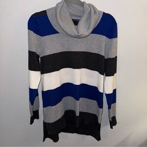 Cable & Gauge Multicolor Striped Cowl Neck Sweater